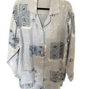 Linen Shacket drawstring skirt midi Lagenlook coastal pockets beach suit size XL